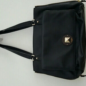 Kate spade black leather expandable handbag